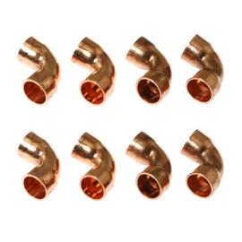 RLECS 8PCS 5/16inch ID 90 Degree Copper Elbow Short-Turn Copper Pipe Fitting Connector Copper Coupling Fittings for Plumbing, 8x0.9