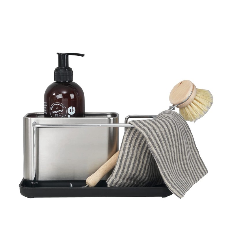 Wenko Organiser Stainless Steel Orio Drainer Sink Caddy, Silver matt,