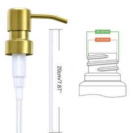AUNRGO Gold Soap Dispenser Pump Replacement - Brushed Finish 304 Stainless Steel Hand Liquid Soap and Lotion Dispenser Pumps Replacement for Regular Mouth Bottles, Standard 28/400 Neck Size