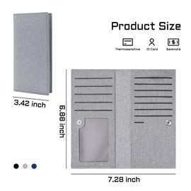 AfitLulu Canvas Long Wallet for Men, Credit Card Wallet for Men Ultra Thin and Lightweight Card Holder Wallet with Multi Slot and ID Window for Cards, Checkbooks (Blue)