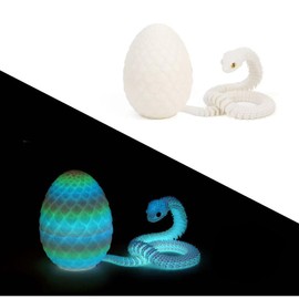 INEFYLOVS925 3D Printed Snake Egg Toy with Mystery Snake Inside, Desk Pet Decor for Collectors, Easter Birthday Stocking Stuffers(White)