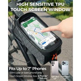 Bike Phone Bag, Waterproof Bicycle Top Tube Phone Front Frame Bag