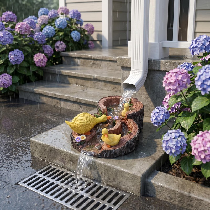 13inch Duck family Gutter Downspout Decorative Outdoor Garden Decor