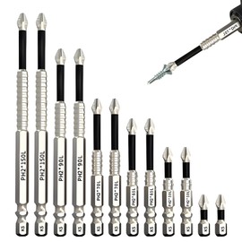 12Pcs High-Magnetic Screwdriver, High Magnetic Screwdriver Drill Bit Set, Strong Durability Anti-Slip Impact Kit, 25-150mm Sizes Included, Electronic Product Repair, or Workshop Use.