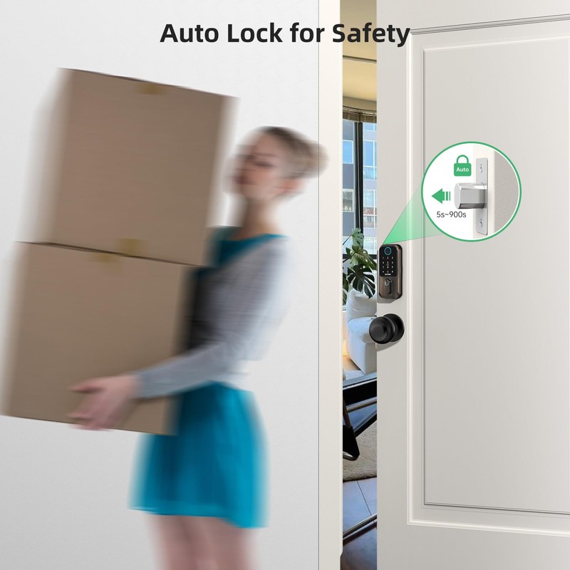 Smart Front Door Lock Set: NUTOMO Keyless Entry Fingerprint Deadbolt