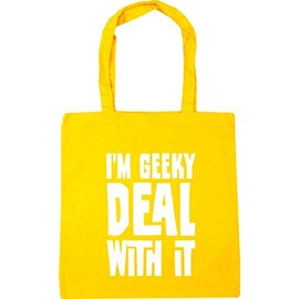 Hippowarehouse I'm geeky deal with it Tote Shopping Gym Beach Bag 42cm x38cm, 10 litres