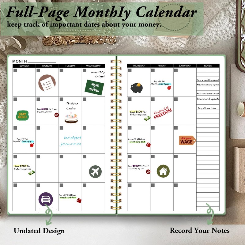 DOURA Monthly Budget Planner, Monthly Budget Book with Expense Tracker