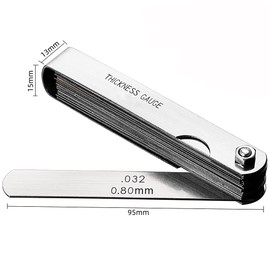Gasea 32 Blades Stainless Steel Feeler Gauge Measuring Tool, Dual Marked Metric and Inperial Metal Gauge for Measuring Gap Width and Thickness Tool (0.02-1.0mm)