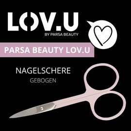 PARSA Beauty LOV.U Nail Scissors (Pink) - Nail Cutter for Fingernails and Toenails - Curved Extra Precise Stainless Steel - Nail Scissors