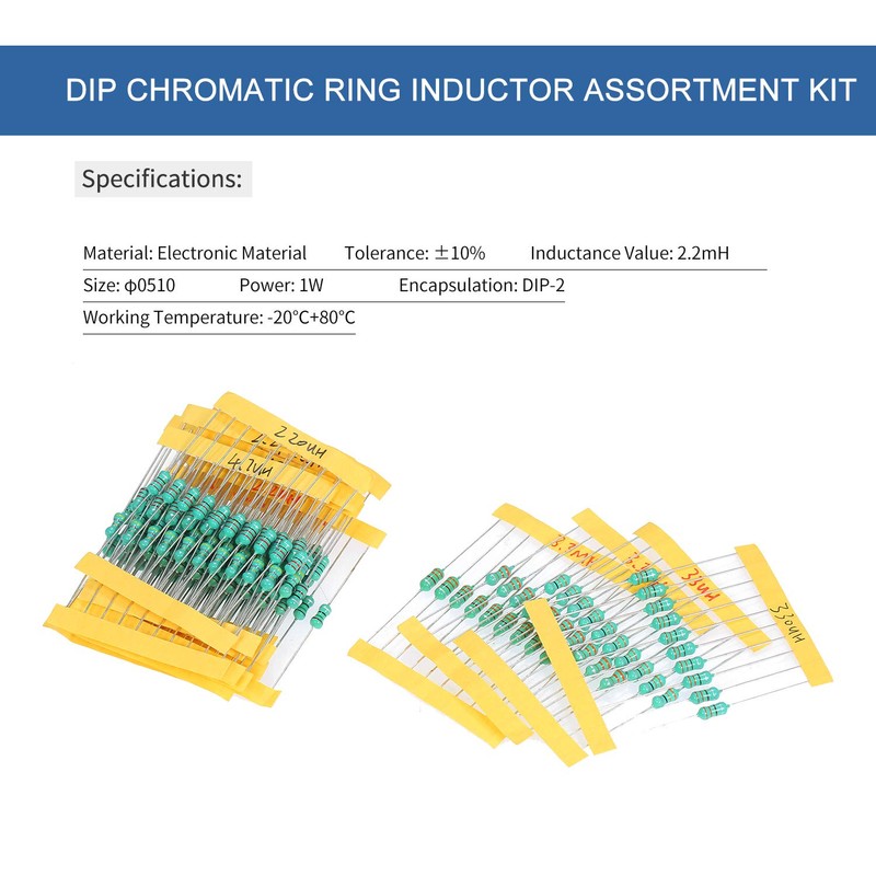 200Pcs φ0510 DIP Chromatic Ring Inductor Assortment Kit Set Tolerance