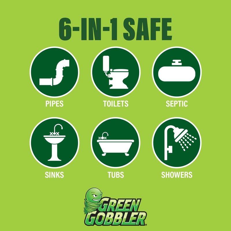 Green Gobbler Drain Clog Dissolver, Drain Opener-Cleaner ,Toilet Clog Remover,