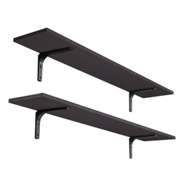 DINZI LVJ Long Wall Shelves, 47.3Inch Wall Mounted Shelves Set of 2, Extra Large Wall Storage Ledges with Sturdy Metal Brackets for Living Room, Bathroom, Bedroom, Kitchen, Espresso