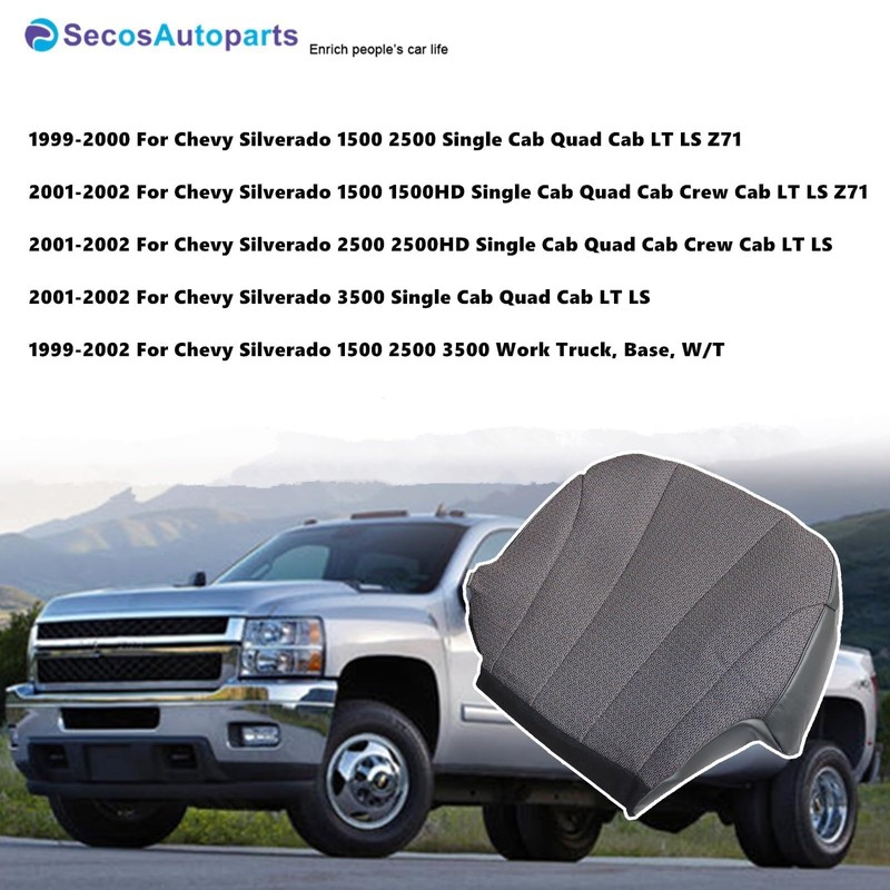 SecosAutoparts Driver Side Bottom Replacement Cloth Seat Cover Dark Gray
