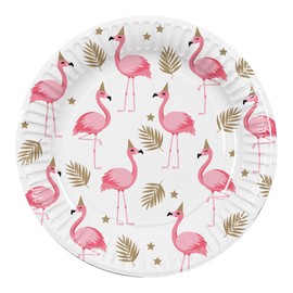 Boland 52496 Flamingo Party Plates, Pack of 10, Size 23 cm, Environmentally Friendly Party Tableware, 100% Paper, Birthday, Theme Party