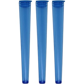 Cherry-on-Top King Size Cone Holder Air Tight Hard Plastic Tube Smoking Rolling Cig Tube, 3 Holders Blue