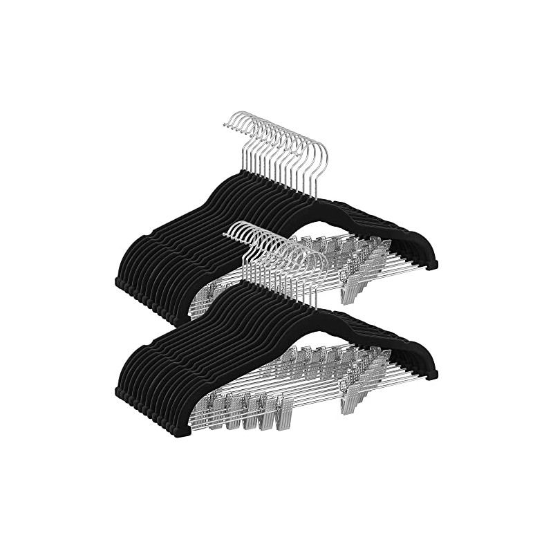 SONGMICS Perchas para Pantalones, 30 Perchas de Terciopelo, 42.5 cm