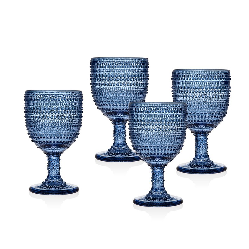 Godinger Wine Glasses Goblets, Beverage Glass Cups - Lumina Blue,