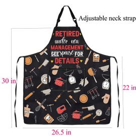 ENSIANTH Funny Retirement Apron Retired Gift for Men Women Retirement Kitchen Cooking Chef BBQ Grill Apron with Pockets (retired apron)