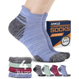 Pembrook Ankle Compression Socks for Women & Men - 4 Pairs | Arch Support Socks for Women | Foot Compression Socks | Running Compression Socks for Women | Space Dye