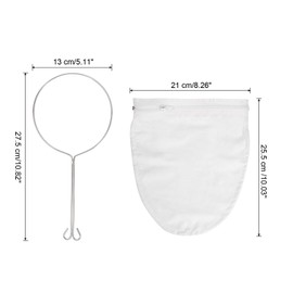 QUARKZMAN 2 Pieces Mesh Strainer Bags, Fabric Mesh Filter Bags with Reinforced Frame and Durable Handle, Nut Milk Bags for Coffee, Milk, Oil, Juice, Small Size
