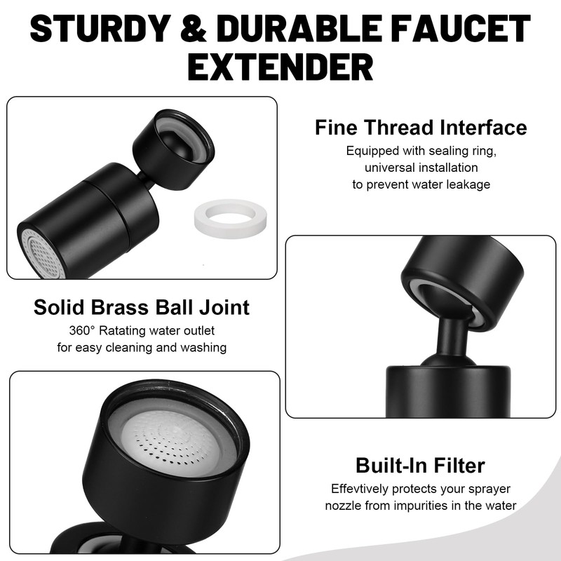 360° Swivel Tap Attachment, M22/M24 Rotating Water Saver with 2