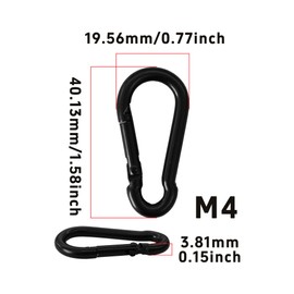 PDETVEO 12PCS M4 Metal Carabiner Clips, 1.58 Inch Spring Snap Hooks, Quick Link Connectors for Dog Leash, Hammock, Camping Gear & Keychain Organization, Black