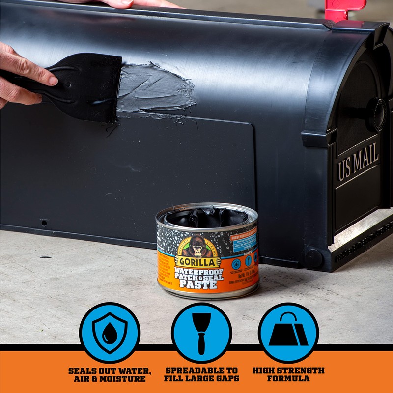 Gorilla Waterproof Patch & Seal Rubberized Sealant Paste, Black, 1lb