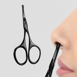 Arben Safety Round Precision Cutting Stainless Steel Nose Hair Scissors, 1 Piece, Black / 아르벤 안전 라운드 정밀 컷팅 스텐 코털 가위, 1개, 블랙