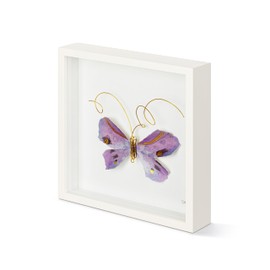 DEMDACO Wall or Tabletop Shadow Box, Everyday Home Décor, 10 Inch Wood and Glass, Purple Butterfly