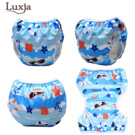 Luxja 2 Pack Baby Swimsuits 0-3 Years Adjustable Reusable Peach Colorful Stars