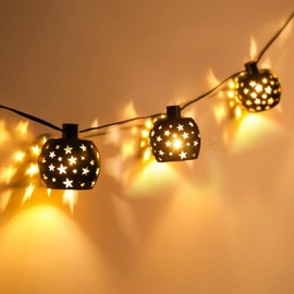 Vigdur Lantern String Lights, Star String Lights Plug in with 10 Clear G40 Bulbs and Star Plastic Lamp Shades, Ramadan Decoration Light for Home Holiday Eid Decorations(9.84FT)