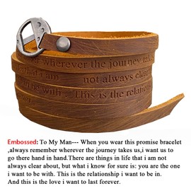 Rantanto Genuine Leather Wrap Bracelets Trendy Western Stackable Cuff Adjustable Boho Layered Bracelet Jewelry For Men Women (Brown-To My Man)