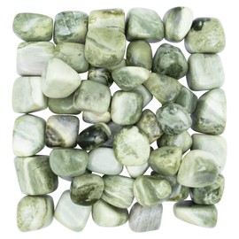 Serpentine Tumbled Stones and Crystals Bulk Rocks 1,000+ Carats Natural Polished Irregular Gemstones and Crystals for Wicca, Vase Filler, Jewelry Making, Decoration, Polishing, Rock Collection