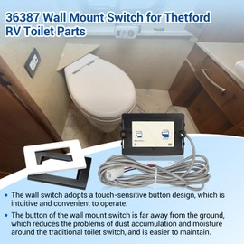 36387 Wall Switch Wall Mount Switch Compatible with Thetford Tecma Silence Plus Toilet, Toilet Control Panel for RVs, Yichts, Campers (Black & White)