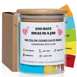 100 Date Ideas In A Jar Color Coded Date Ideas Budget-friendly Date Jar Wedding/Anniversary/Bridal Shower/Newlyweds Present for Couples