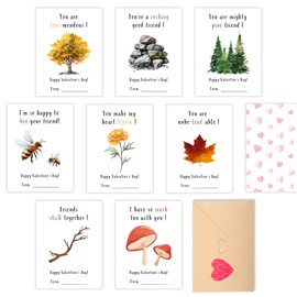 Valentines Day Cards for Kids Classroom - 48 Pack Nature Valentine Cards for Class Exchange - School Valentine's Greeting Cards for Boys Girls with Envelopes & Heart Stickers, 4.7 * 3.6 inch