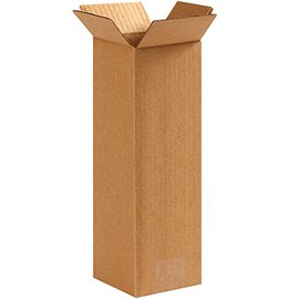 Aviditi 5512 Tall Corrugated Cardboard Box 5" L x 5" W x 12" H, Kraft, for Shipping, Packing and Moving (Pack of 25)