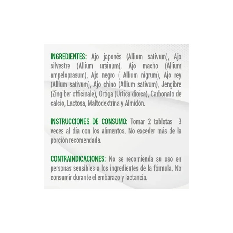 Suplemento Ajo Sin Sabor Widl Health Garlic Complex 180 Tabletas