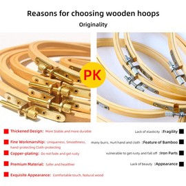 2 Pack 7 Inch Embroidery Hoop, Guofa 18CM Beech Wood Cross Stitch Hoops, Decorative Hanging Embroidery Frame for Needlepoint Sewing Project