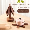 4pcs Wooden Trivets, Yellow-Brown Tree Coasters - Table Decoration for