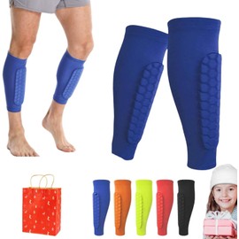 Shin Guards for Soccer, Lightweight Shin Pads for Kids Youth & Adult - Football Shin Defender Protective Gear, Comfortable Breathable Leg Guards (Blue, XL(Adult))