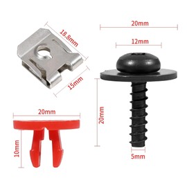 10Pcs T30 Engine Splash Shield Screws Bolts for Undertray Engine Fender Liner Air Deflector Compatible with Ford and Lincoln Volvo Vehicles Included Nut Clip Kit and T30 Screwdriver