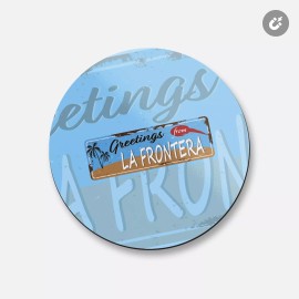 Unbranded Greetings From La Frontera City Vintage | 4'' X 4'' Round Decorative Magnet