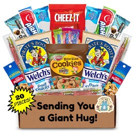 Hangry Kits Sending a Giant Hug Gifts For Men And Women - Send-A-Hug Gift Basket Care Package for Men, To A Friend Or Loved One In Hospital, After Surgery Or Sickness. Recovery. Delicious Variety Of Comforting Snacks
