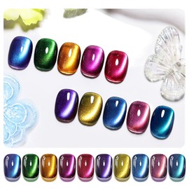 JODSONE Cat Eye Gel Nail Polish 10 Colors Glazed Amber Cat Eye Gel for Home DIY
