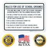 School Grounds Rules Sign, 10x7 Inches, 55 mil Thick HDPE