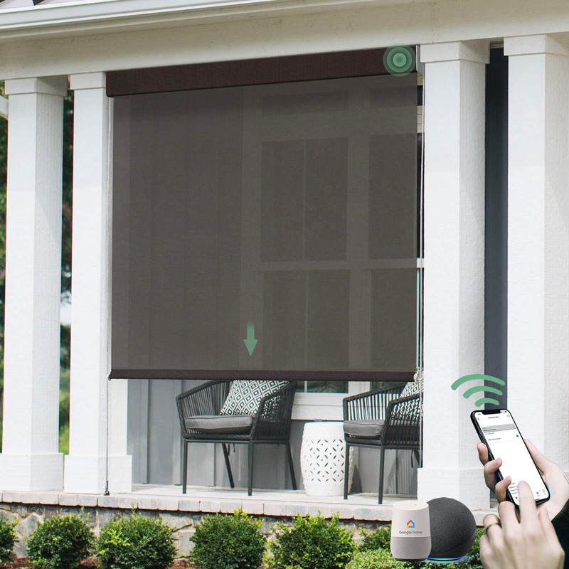 Yoolax Motorized Outdoor Solar Shades Samples(Exterior Roller Shade)