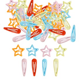 80PCS Y2K Star und Teardrop Haarspangen, FULANDL Metall glatt niedlich Snap Haarschmuck für Frauen organisieren feines und dickes Haar Anti-Rutsch-Hohlraum Styling Tools (Farbmischung)