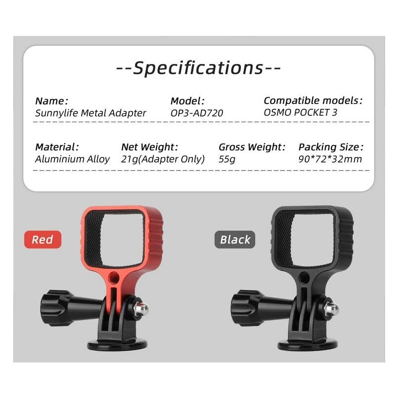 OSMO POCKET3 Adapter for DJI POCKET3 Fixing Bracket, 1/4 Screw