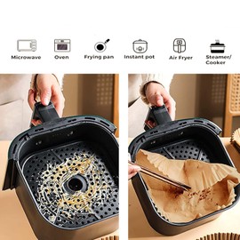 Backpapier für Heißluftfritteuse, 100 Stück 16cm 3-5L Airfryer Backpapier Wasserdicht Ölfest Einwegschalen Luftfritteuse Pergamentpapier Liner für Heißluftfritteuse Ofen